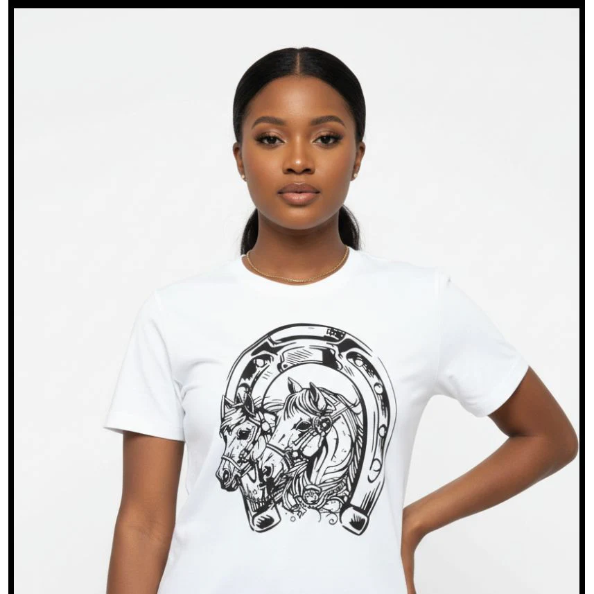Casual Crew Neck Horse Print T-shirt - Image 2