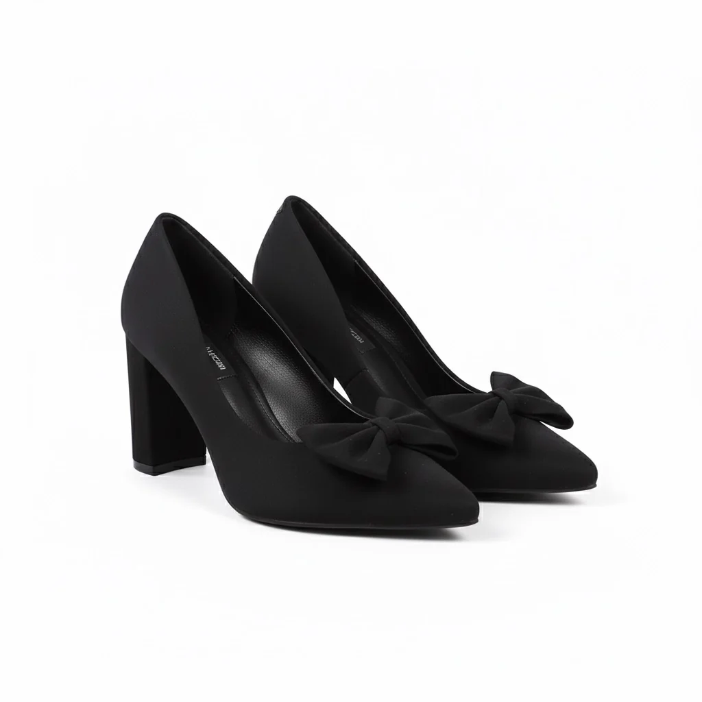 Thick Heel Bowknot Rhinestone Heels - Image 3