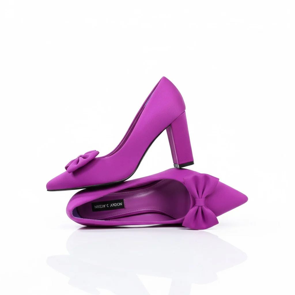Thick Heel Bowknot Rhinestone Heels - Image 6
