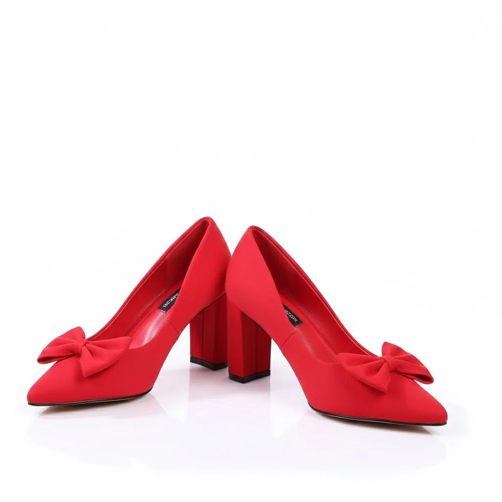 Thick Heel Bowknot Rhinestone Heels - Image 7