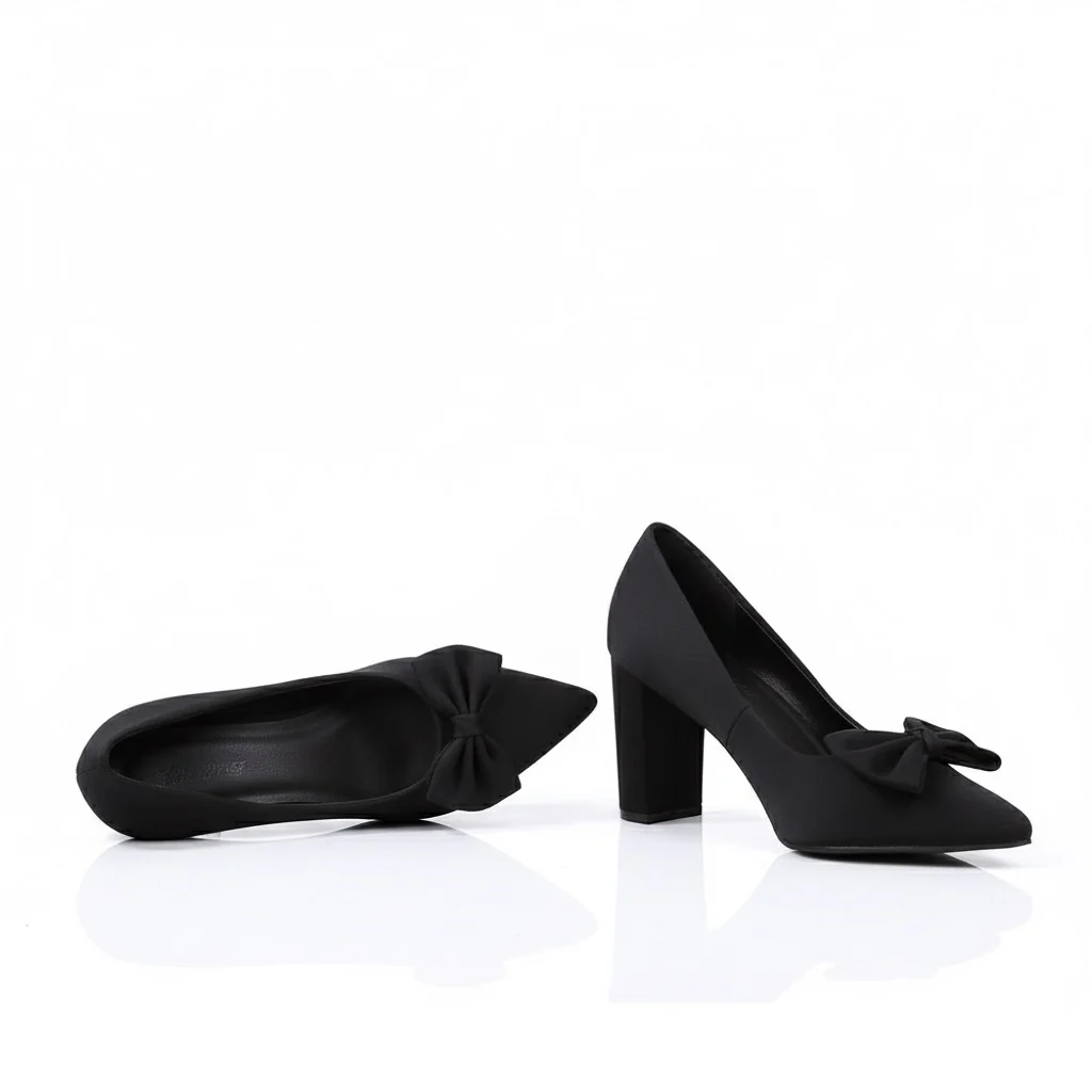 Thick Heel Bowknot Rhinestone Heels - Image 9