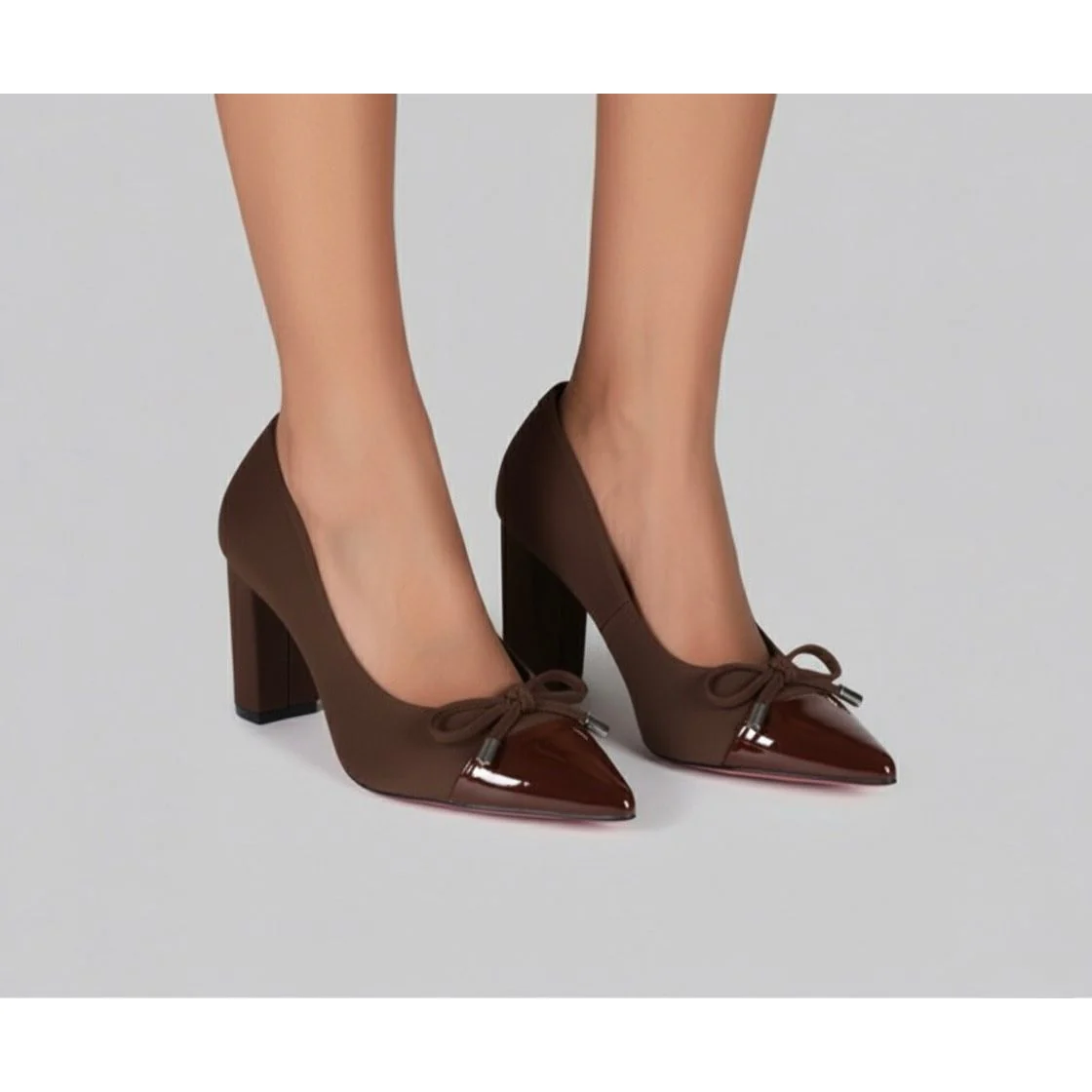 Thick Heel Bowknot Rhonestone Heels - Image 5