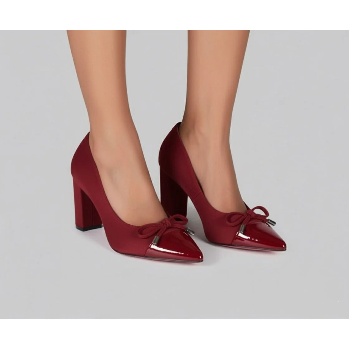 Thick Heel Bowknot Rhonestone Heels - Image 6