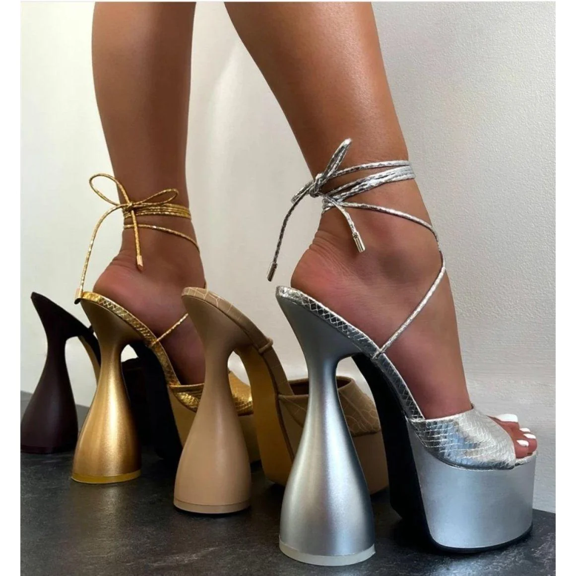 Thick Heel Platform Ankle Strap Shoes - Image 5