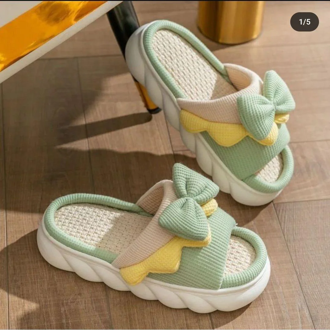 Thick-soled Cute Linen Slippers For Women. - Image 10