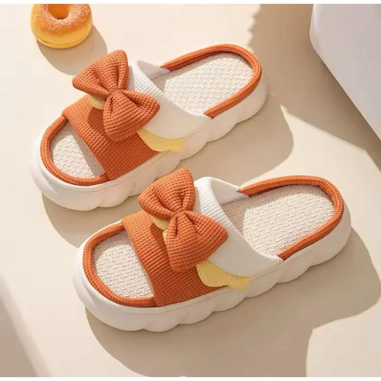 Thick-soled Cute Linen Slippers For Women. - Image 7