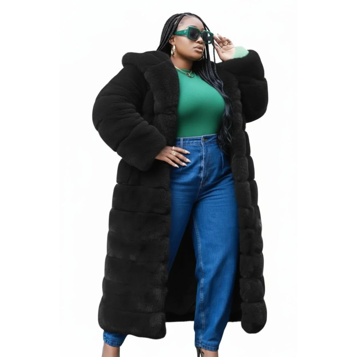 Thick Warm Fur Long Sleeve Winter Coat - Image 4