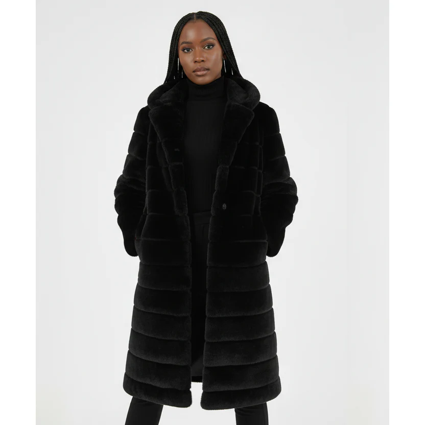 Thickened Warm Long Faux Fur Hooded Hairy Warm Fluffy Coat Jackets - Image 2