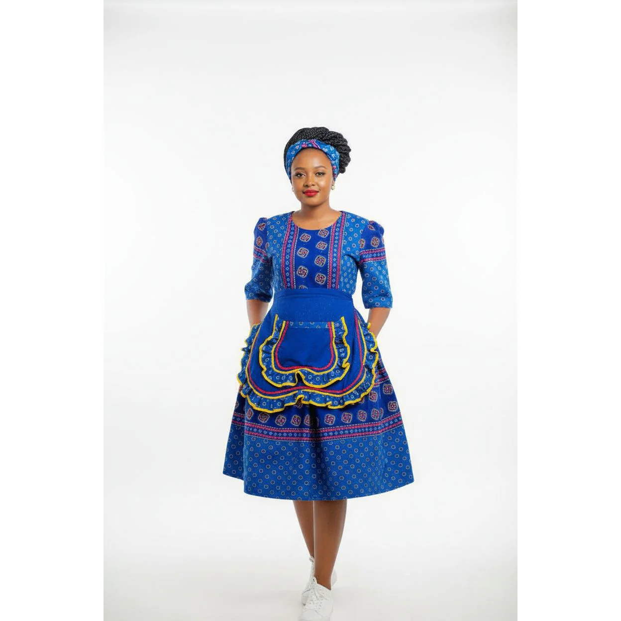 Three Quarter Sleeve Ankara Dress - Image 2
