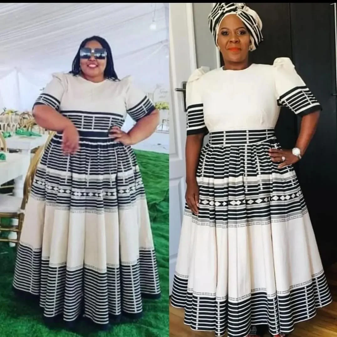 Three Quarter Sleeve Xhosa Round Neck Ankara Dress. - Image 3
