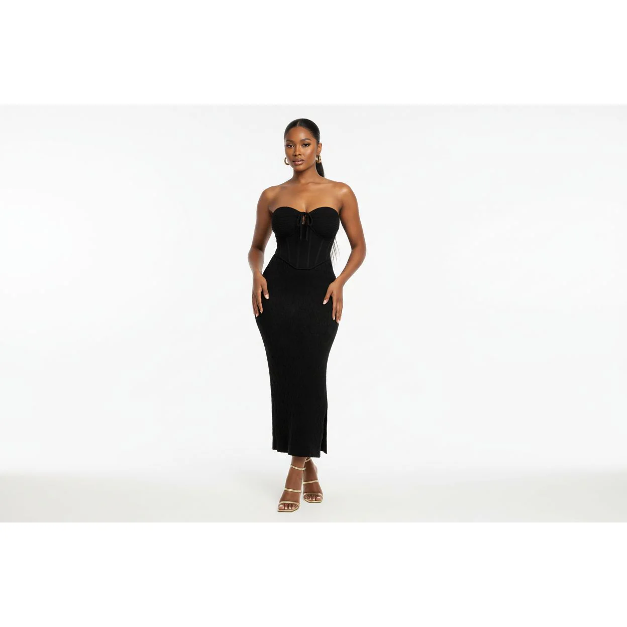 Tie Boobtube Knitted Hollow Out Dress - Image 5
