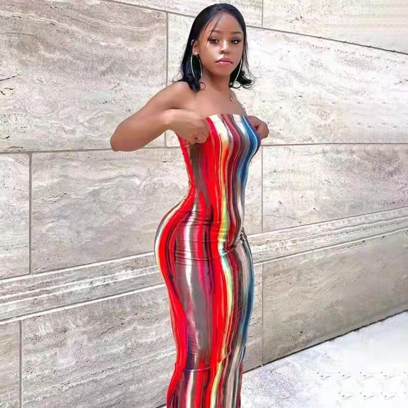 Tie Dye Print Strapless Boob Tube Dress - Image 11