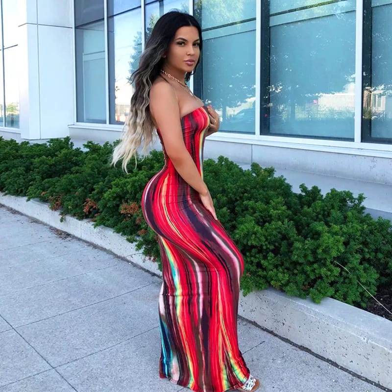 Tie Dye Print Strapless Boob Tube Dress - Image 15