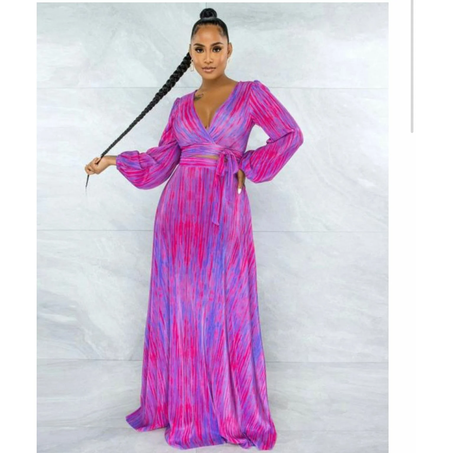 Tie-dye Printed Maxi Asymmetrical Set - Image 6