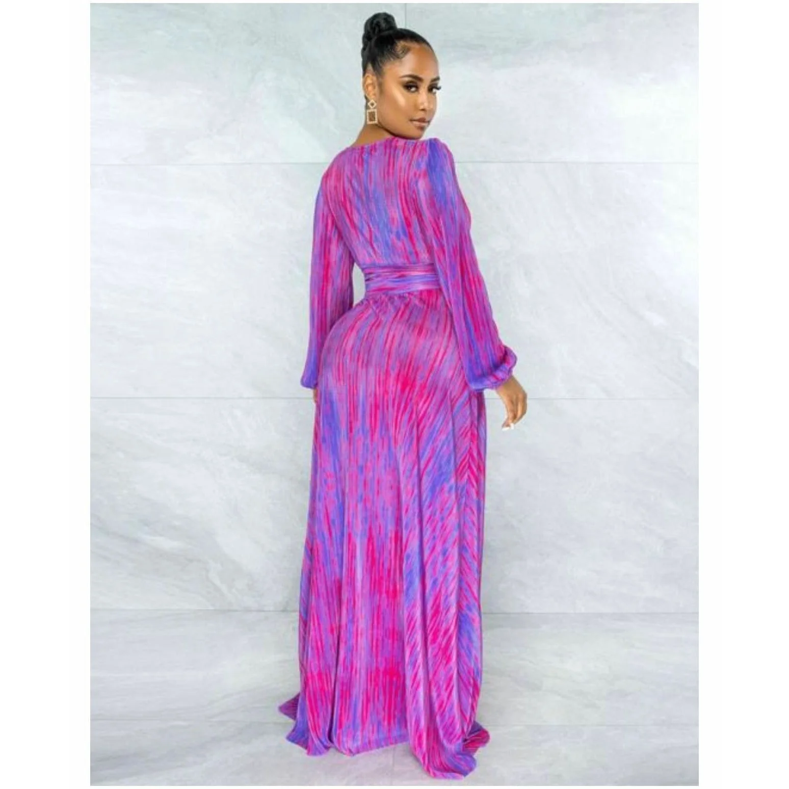 Tie-dye Printed Maxi Asymmetrical Set - Image 7