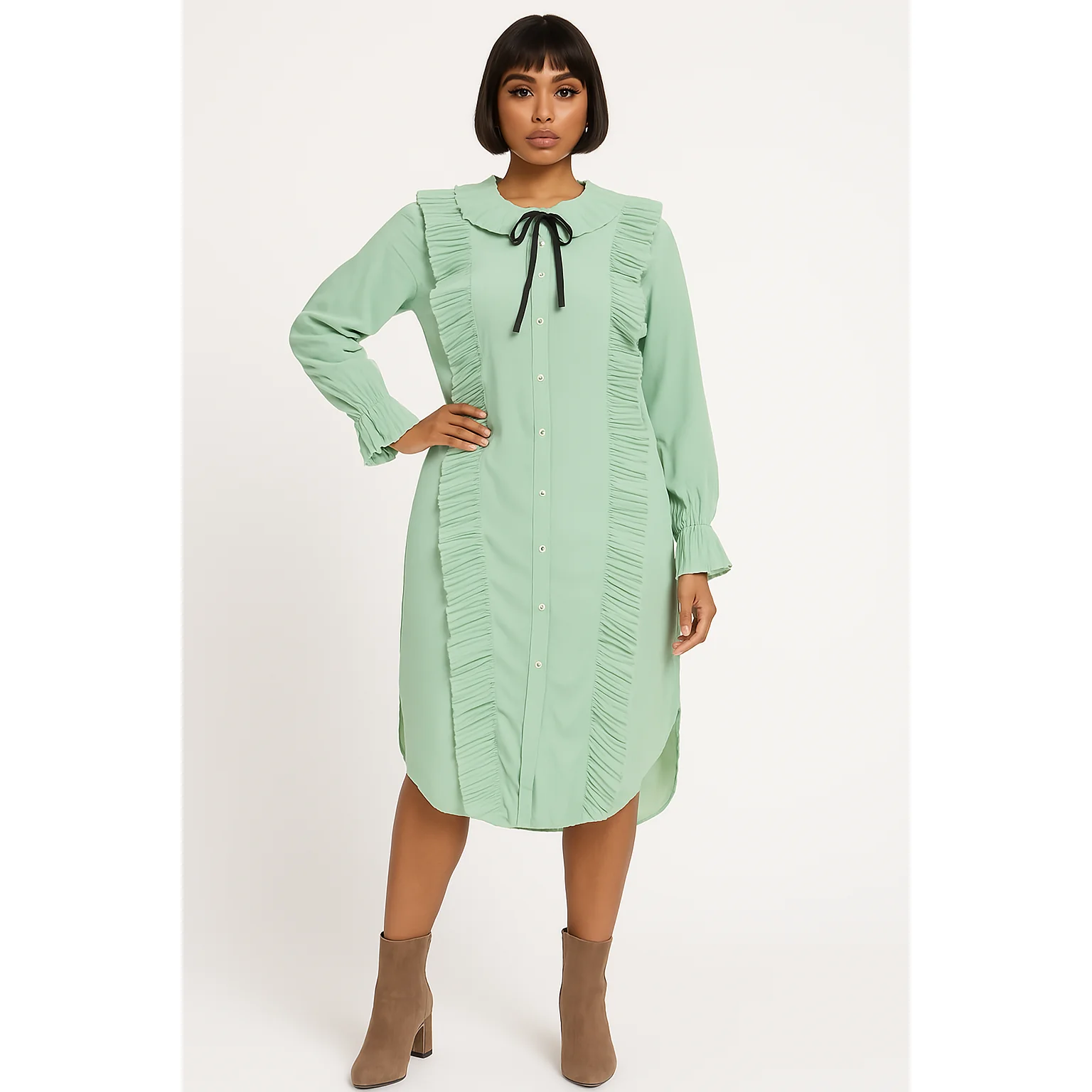 Tie Neck Vintage Dress - Image 4
