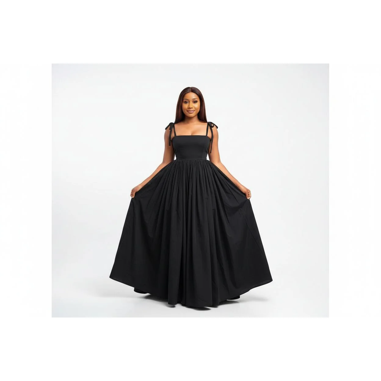 Tie Shoulder Elegant Maxi Dress