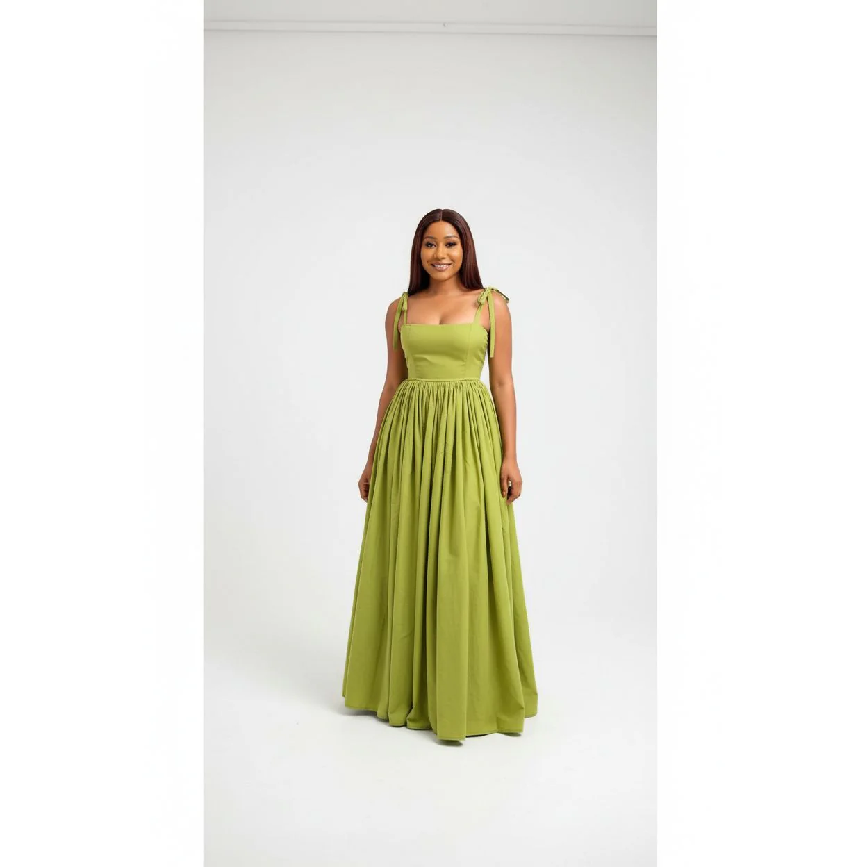 Tie Shoulder Elegant Maxi Dress - Image 2