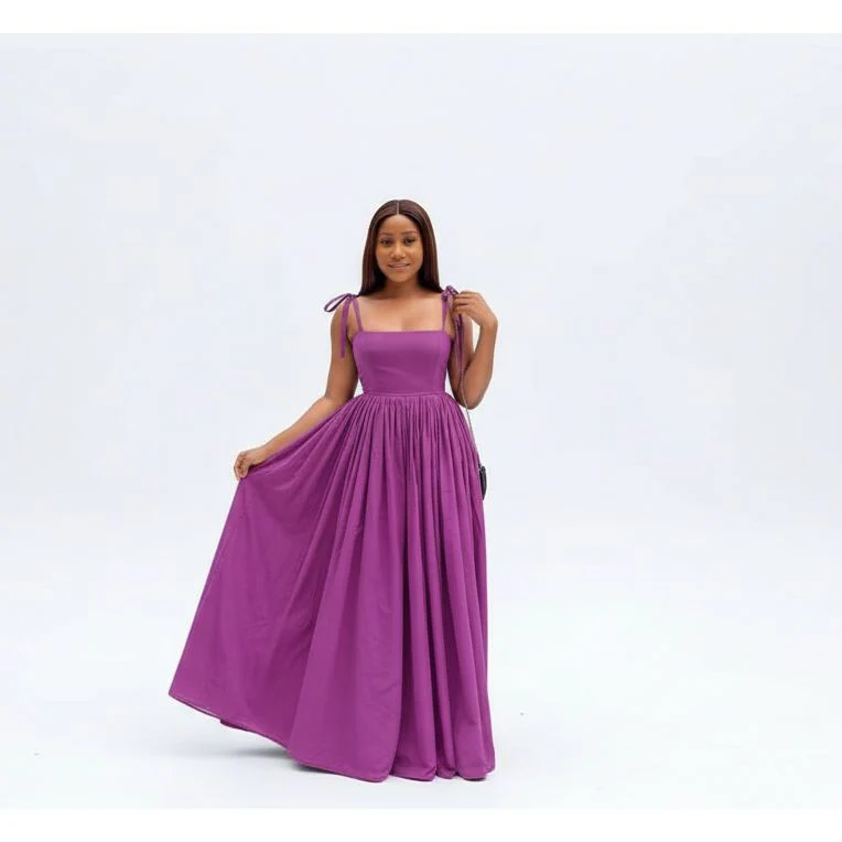 Tie Shoulder Elegant Maxi Dress - Image 3