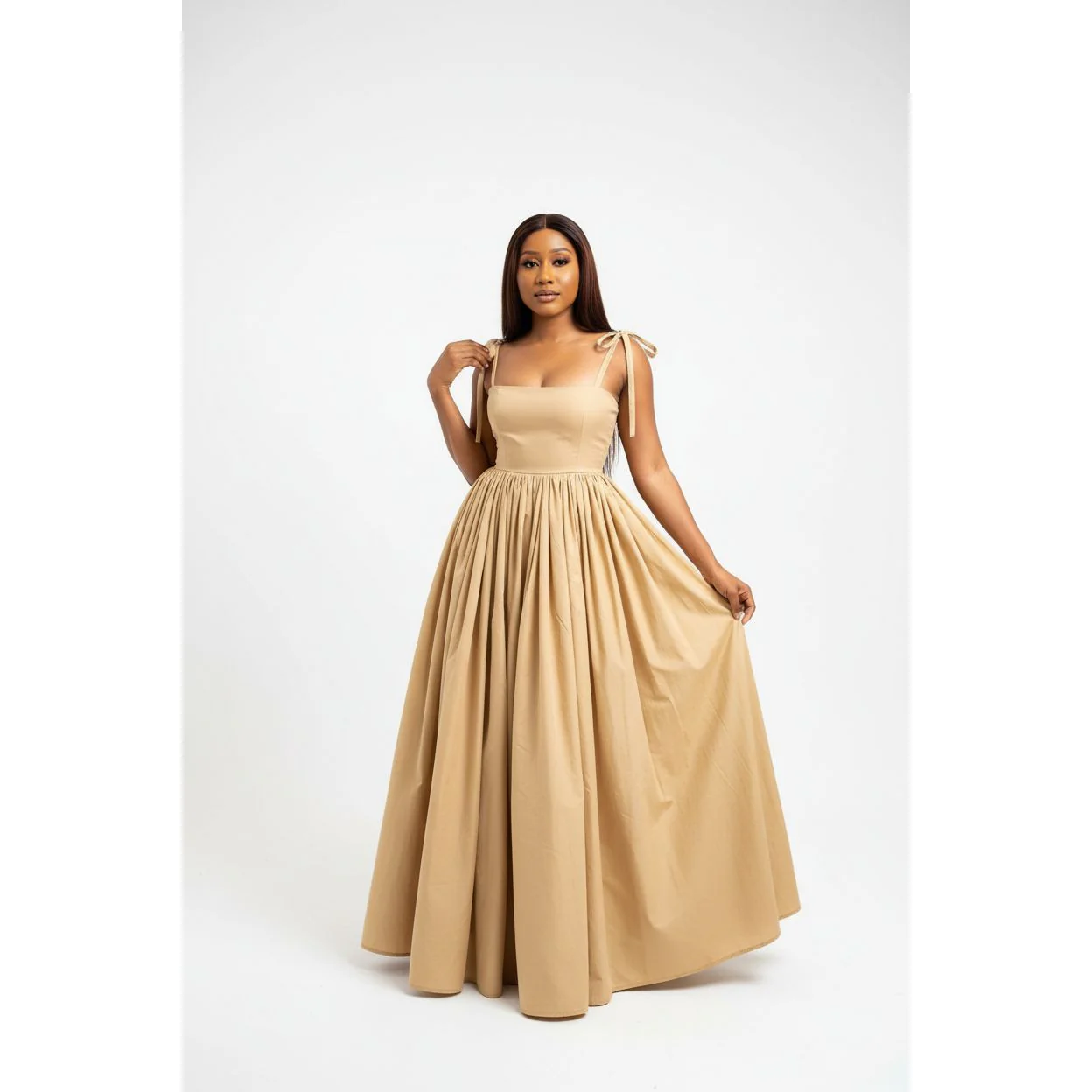 Tie Shoulder Elegant Maxi Dress - Image 5
