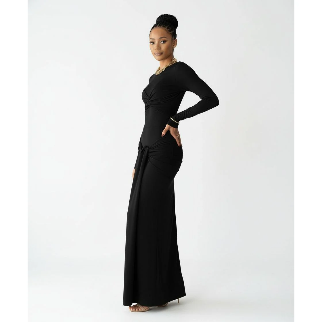 Tie Wrap Designer Maxi Dress - Image 2
