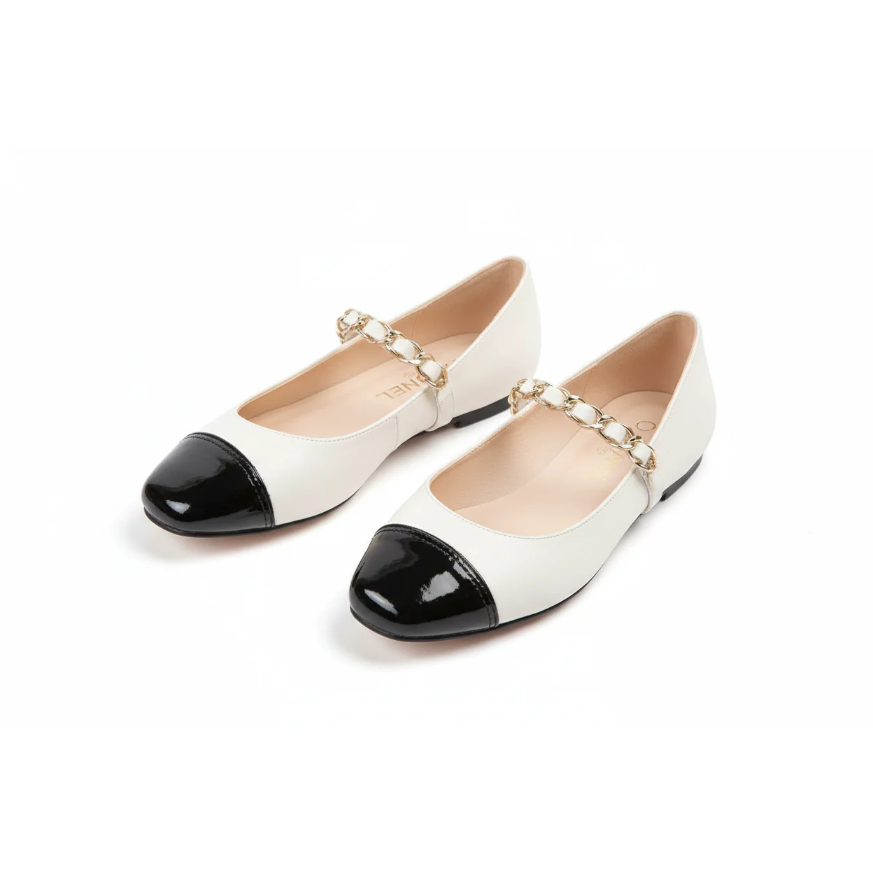 Tow-Tone Round Toe kitten Heel Ballerina Shoes - Image 2