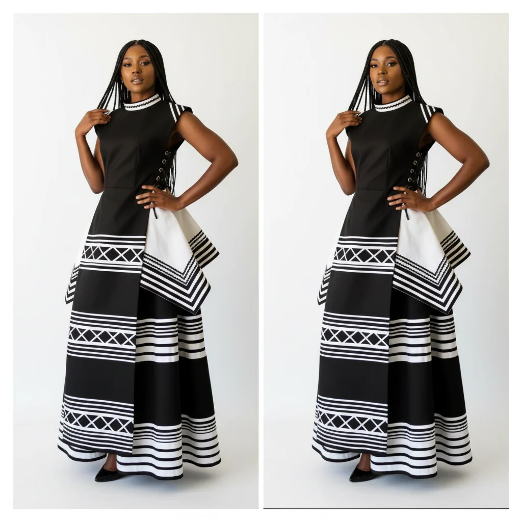 Tradiotional Printed Short Sleeve Xhosa Two Piece Set - Image 2