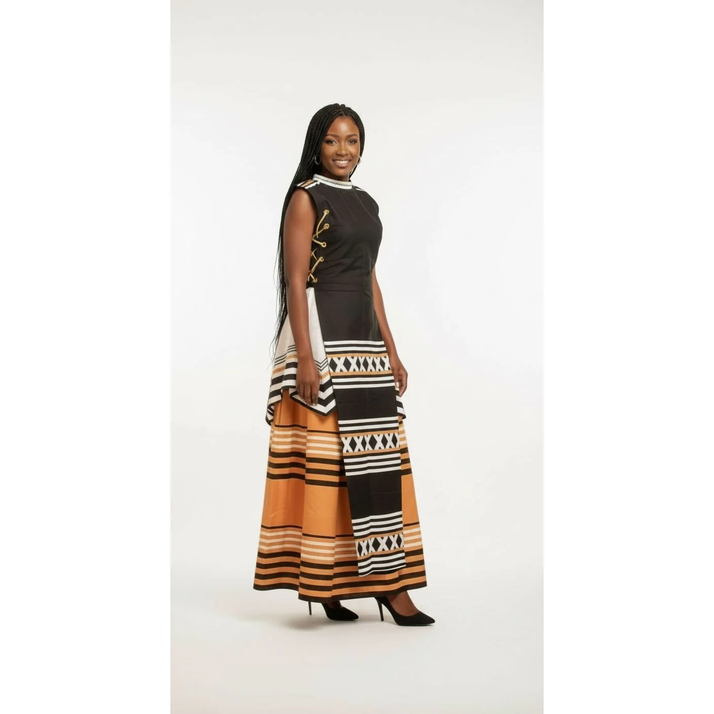 Tradiotional Printed Sleeveless Two Piece Set - Image 3