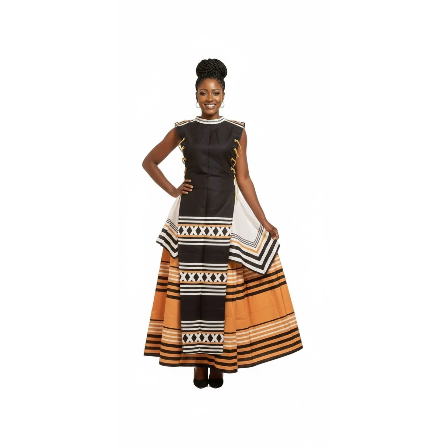 Tradiotional Printed Sleeveless Two Piece Set - Image 4