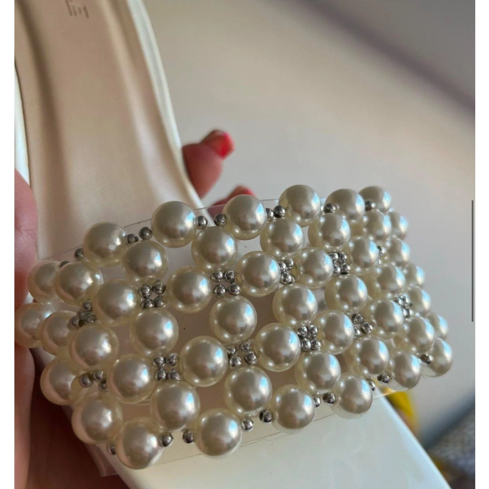 Transparent Glass Heels Shining Pearl Sandals - Image 3