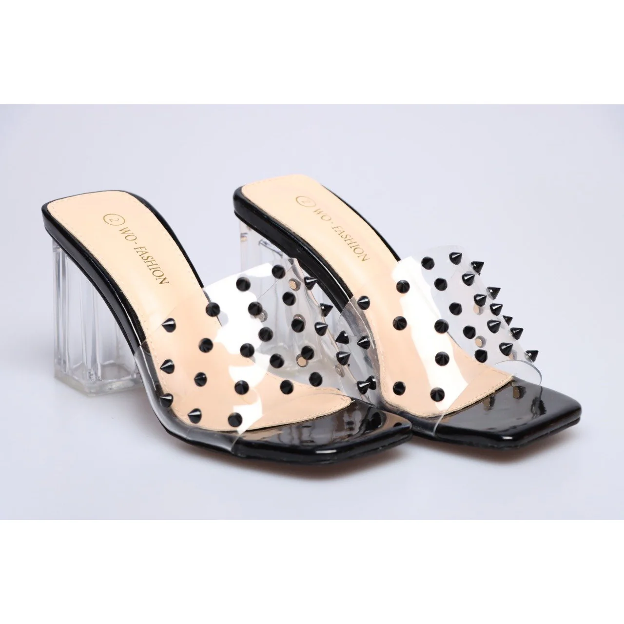 transparent open toe rivet slippers - Image 3