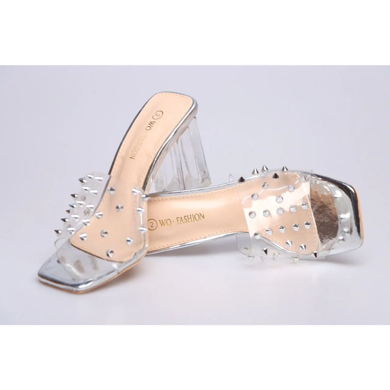 transparent open toe rivet slippers - Image 4