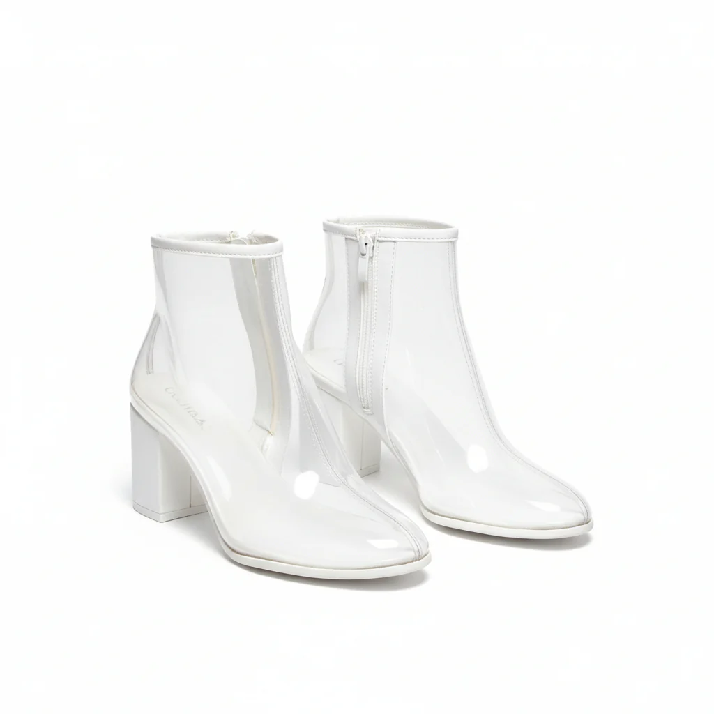 Transparent Side Zipper Ankle Pvc Boots - Image 2