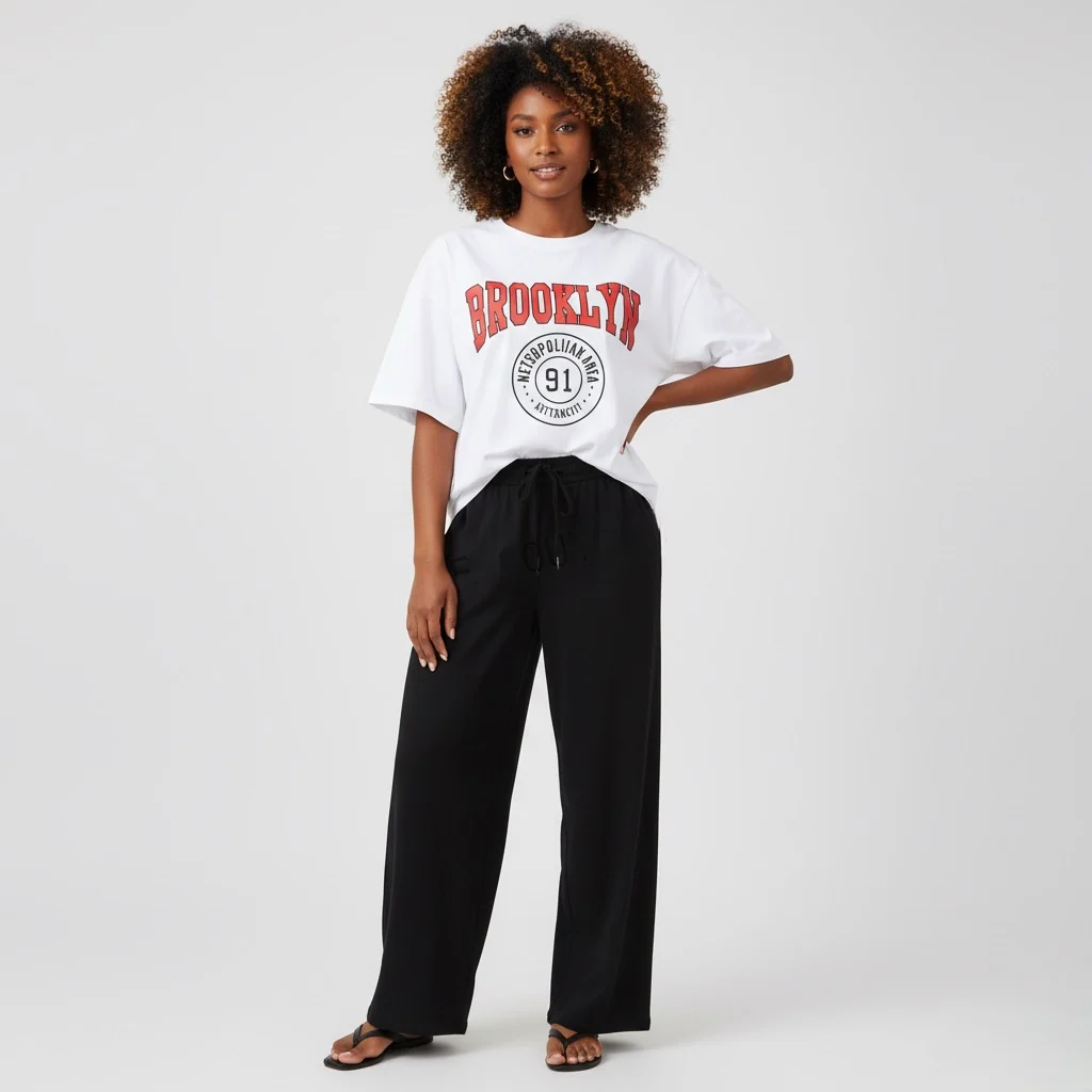 Trousers with Elastic Waist & Tees 2 Piece Set - Image 2