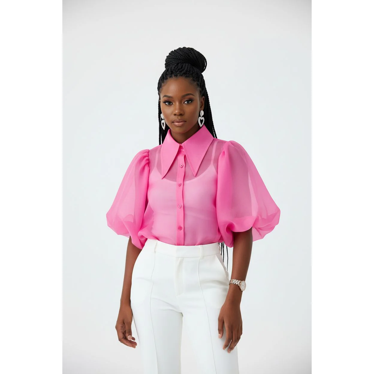Turn Down Collar Short Sleeve Top