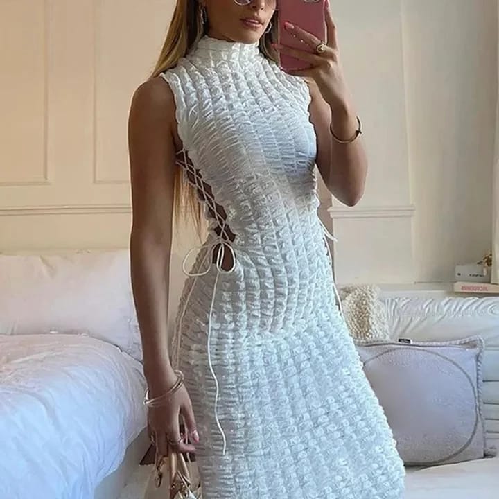 Turtle neck sexy bandage dress - Image 3
