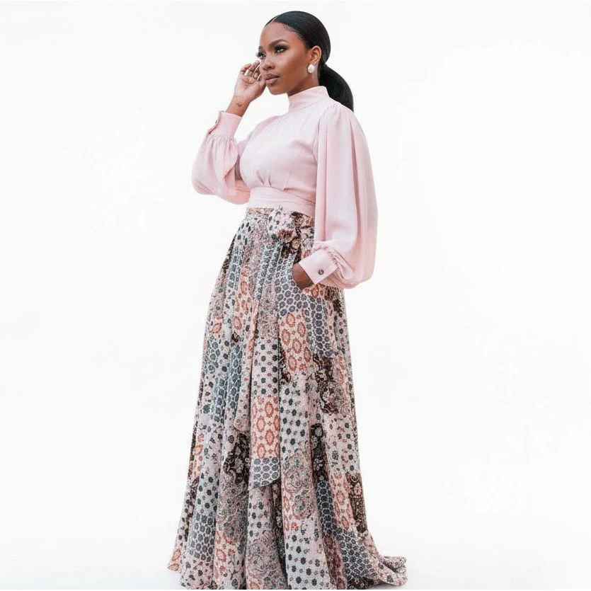 Turtleneck Crop Top and Skirt Set