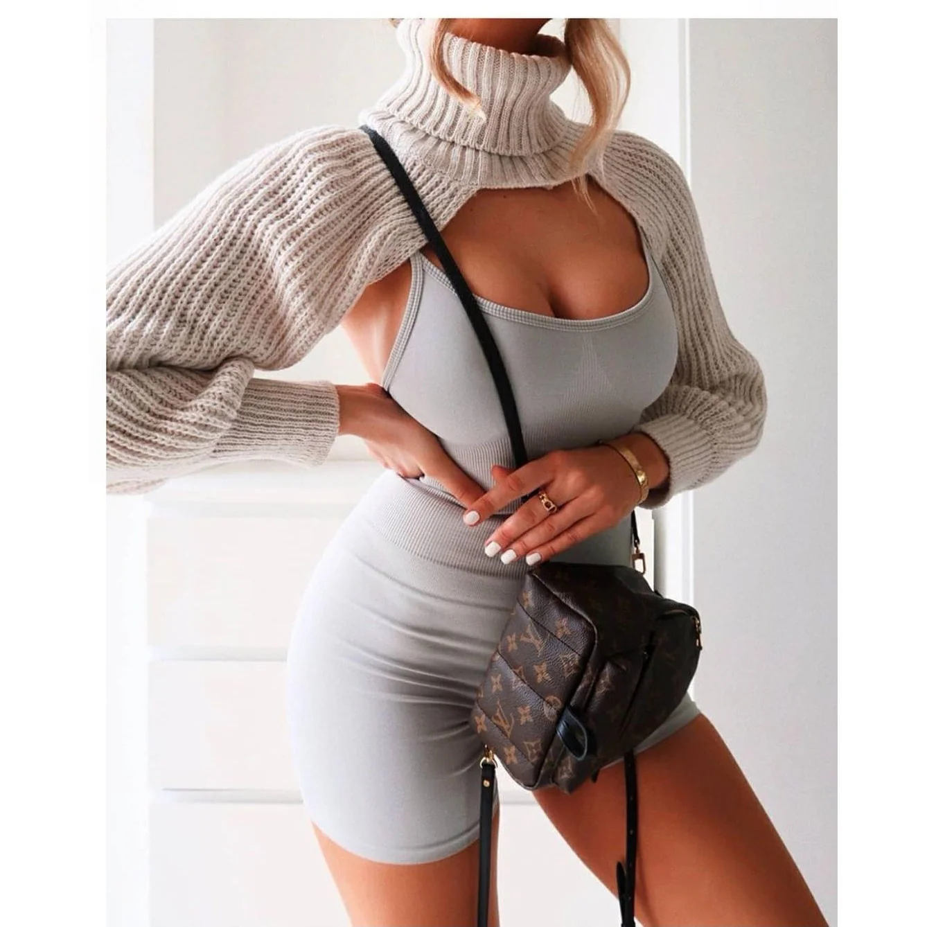 Turtleneck Crop Top Sweater - Image 2