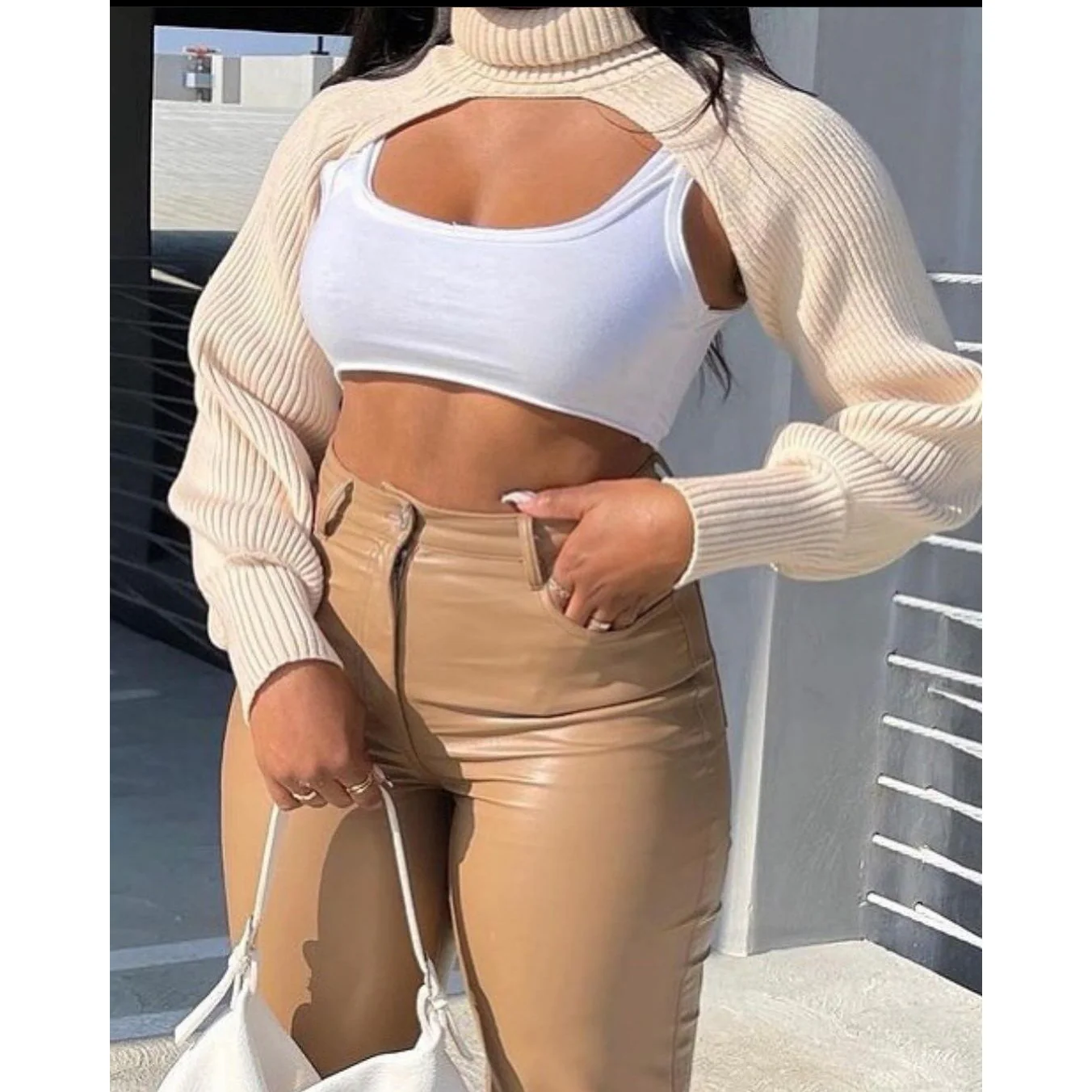 Turtleneck Crop Top Sweater - Image 4