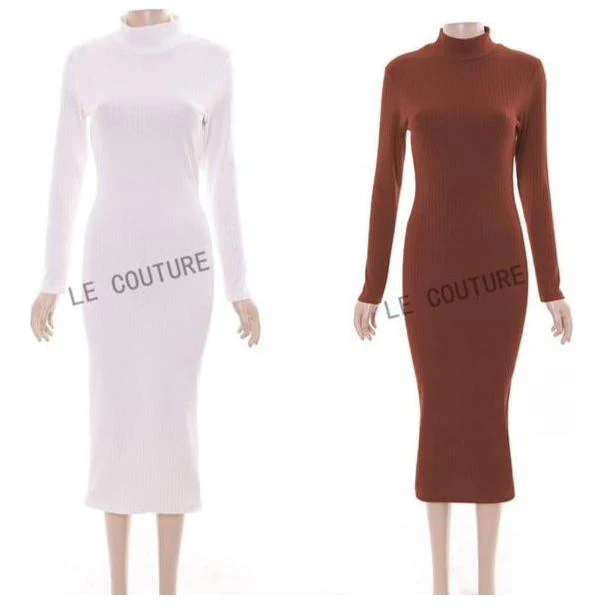 Turtleneck Long Sleeve Bodycon Dress - Image 5