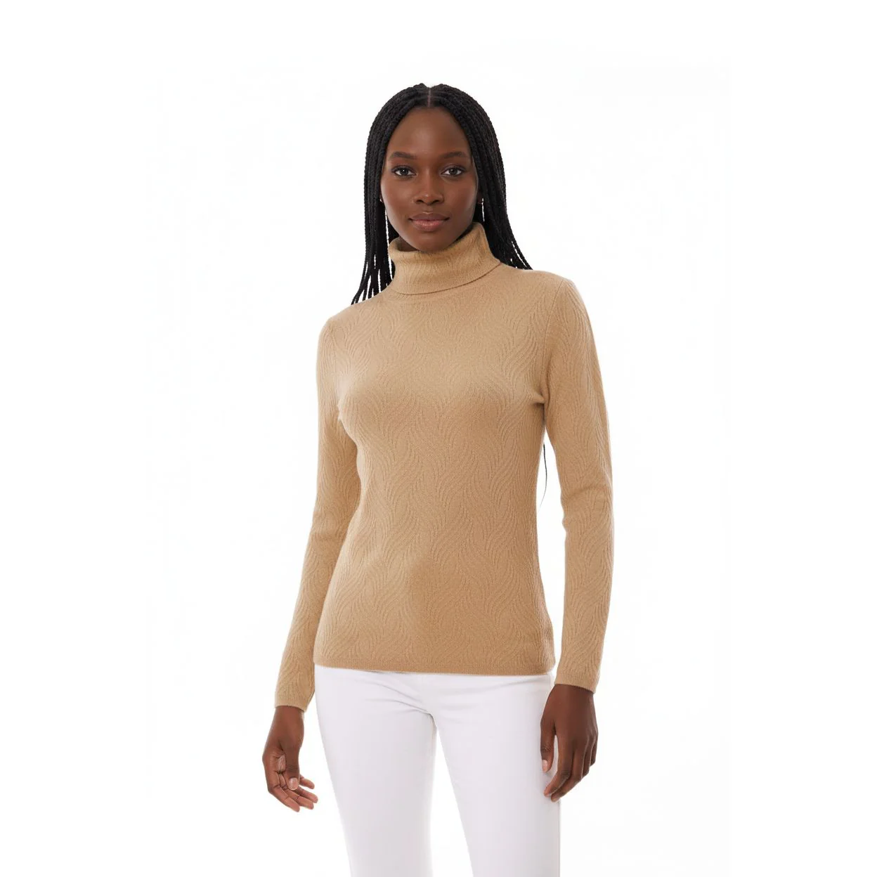 Turtleneck Ribbed Knit Sweater