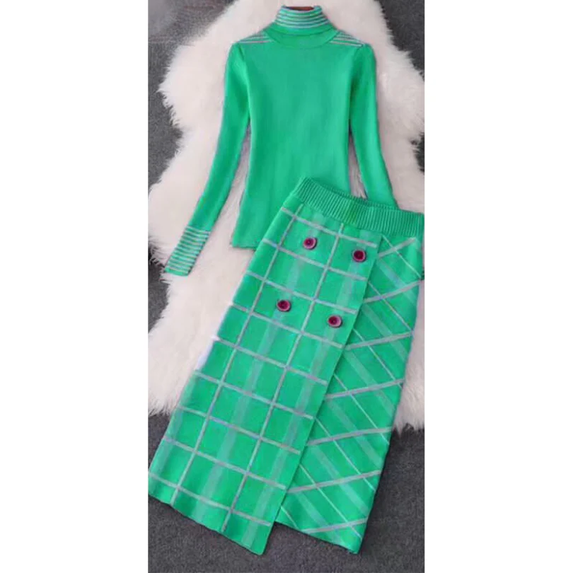 Turtleneck Top and Button Skirt Set - Image 6