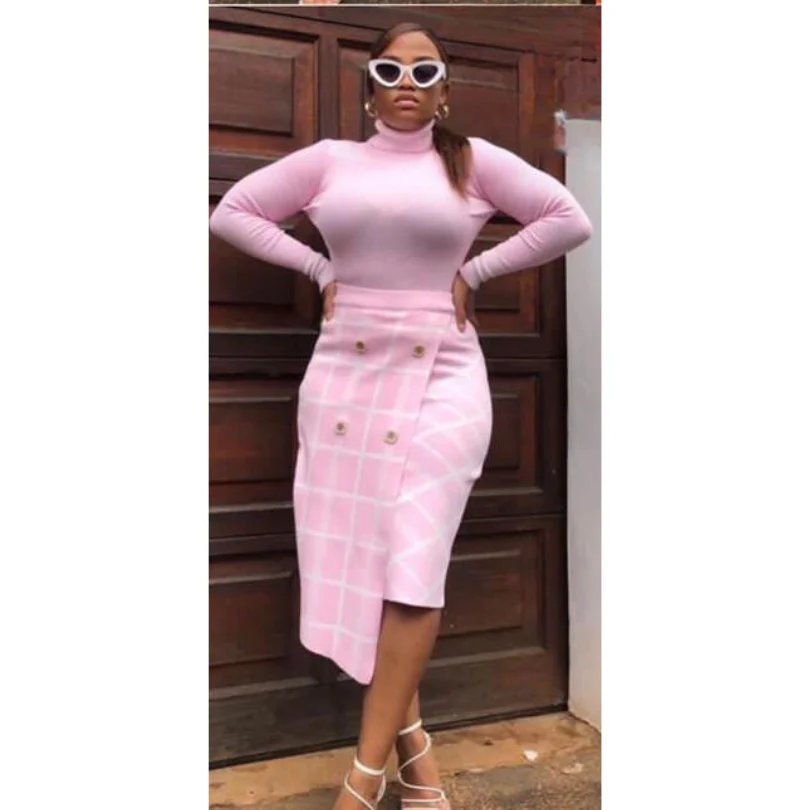 Turtleneck Top and Button Skirt Set - Image 8