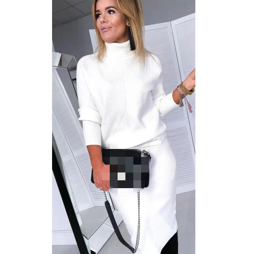 Turtleneck Two-piece Knitted Skirt - Image 5