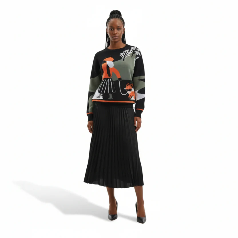 Two-piece Knitted Sweater &  Pleated Skirt Set - Image 2