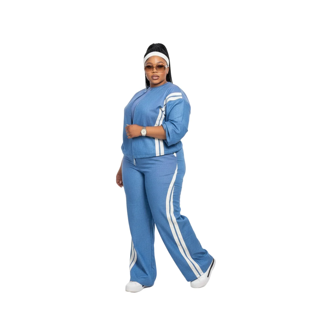 Two Piece Two Tone Long Sleeve Pants & Top Set - Image 4