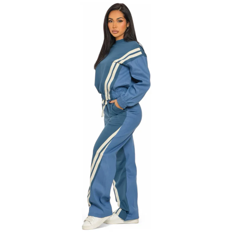 Two Piece Two Tone Long Sleeve Pants & Top Set - Image 5
