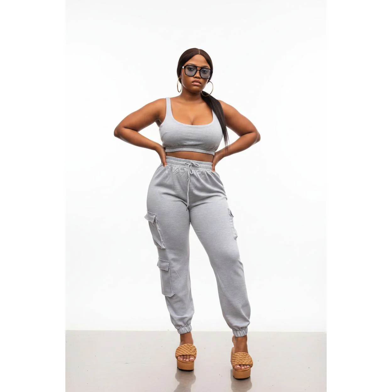 Crop Top and Pocket Pant Tracksuit Set - Image 2