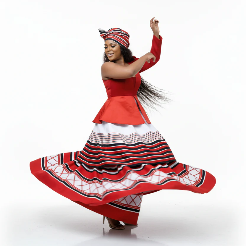 Umbhaco Xhosa Traditional Platted Fashion Dress - Image 2