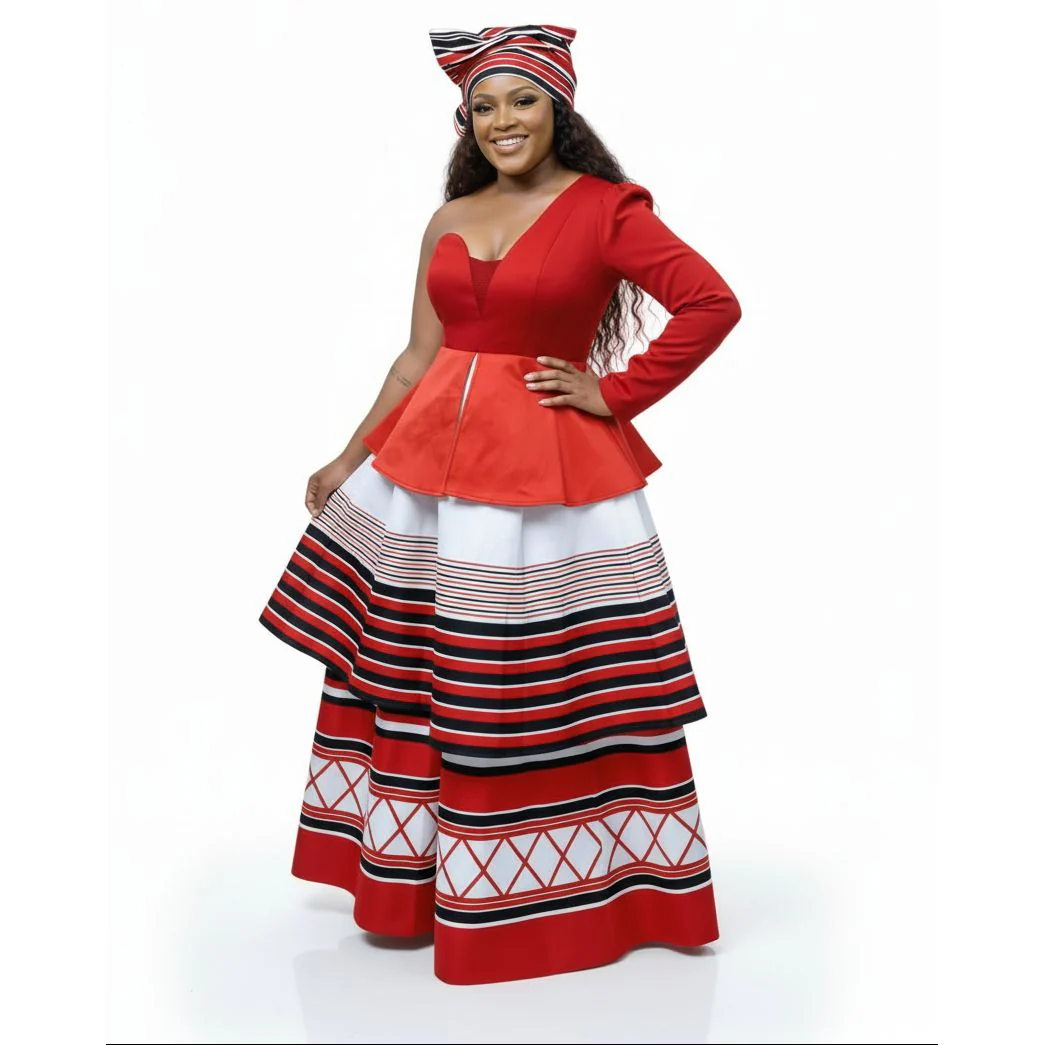 Umbhaco Xhosa Traditional Platted Fashion Dress - Image 3